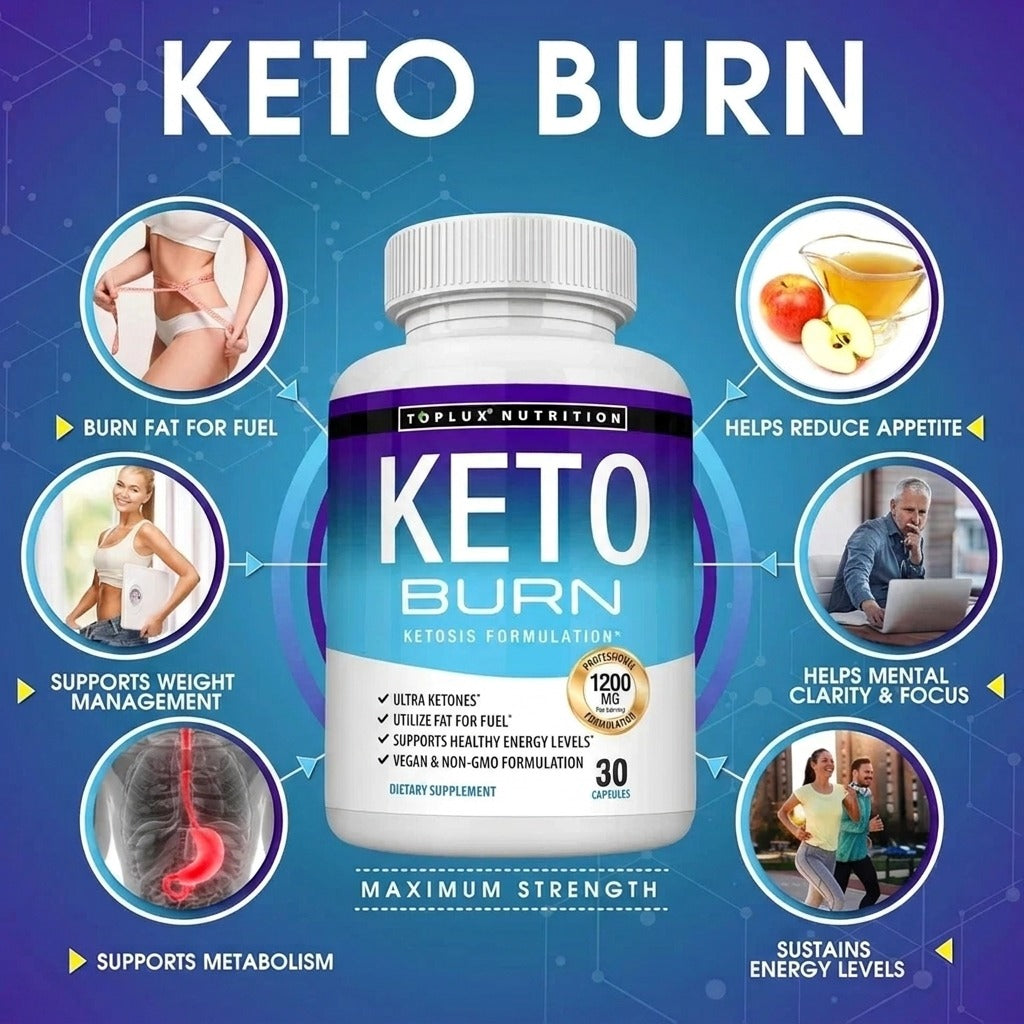 Toplux Keto Burn Pills Ketosis Weight Loss - 1200 Mg Ultra Advanced Natural