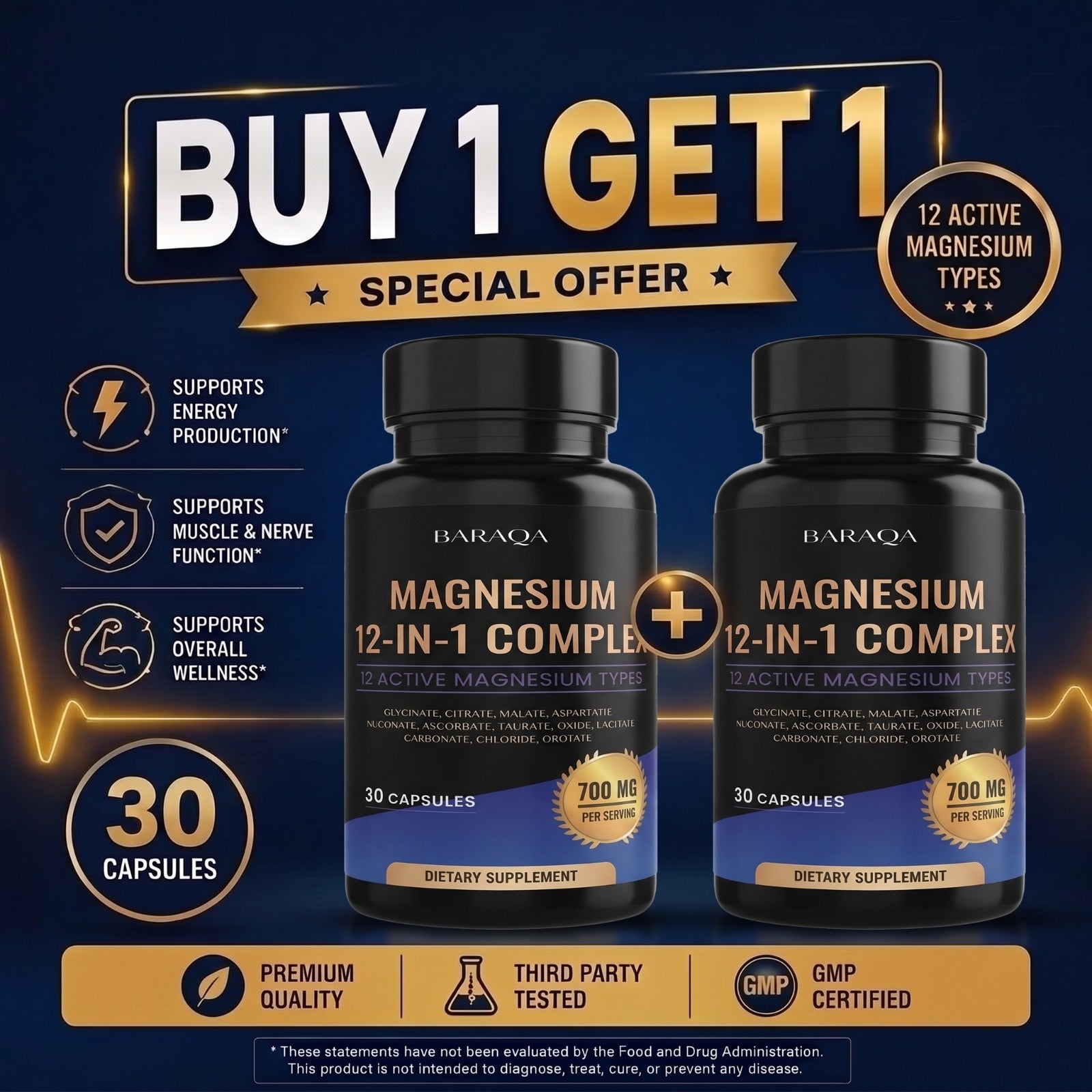 12 in 1 Magnesium Complex Capsules ( BUY 1 GET 1 FREE )