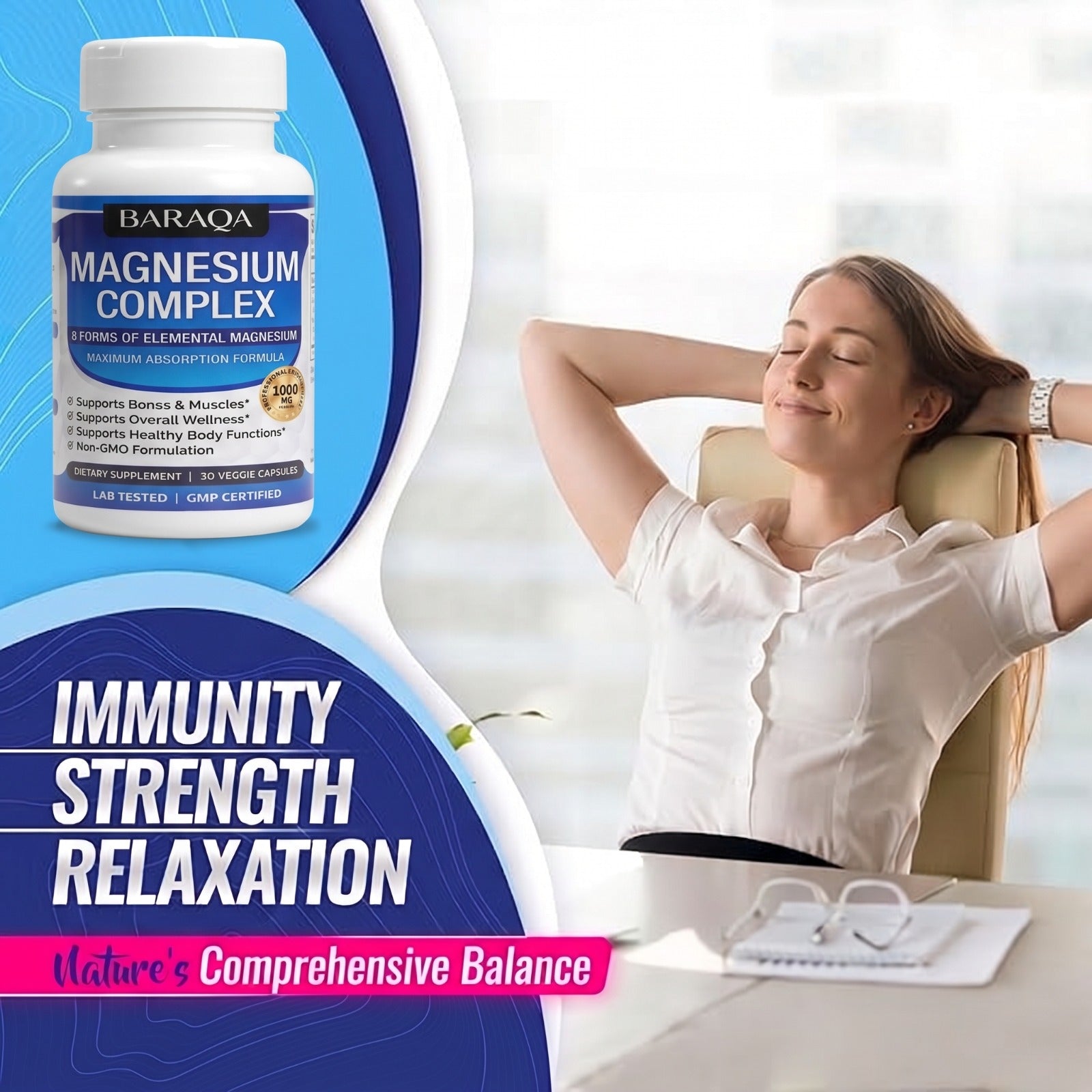 8 in 1 Magnesium Complex Capsules ( BUY 1 GET 1 FREE )